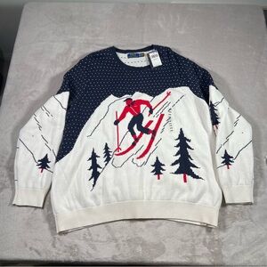 POLO RALPH LAUREN MENS CREWNECK SKI WINTER SWEATER Sz 3XB Skicember Ski Jumper